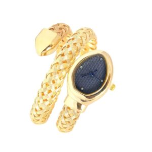 Luxury Gold Braided Bracelet Watch – Blue Dial
