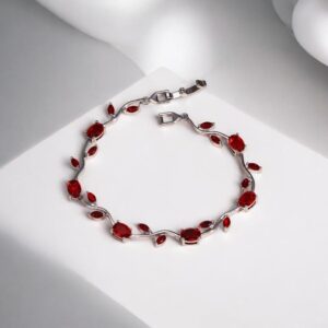 Anti-Tarnish Red Crystal Tulip Bracelet
