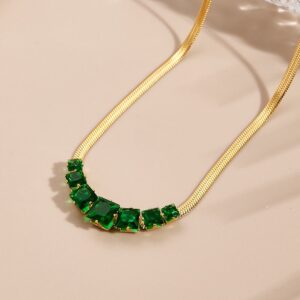 Emerald Green Crystal Necklace for Women