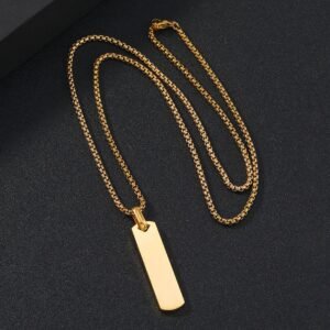 Gold Bar Pendant Necklace for Men – Minimalist Chain Necklace