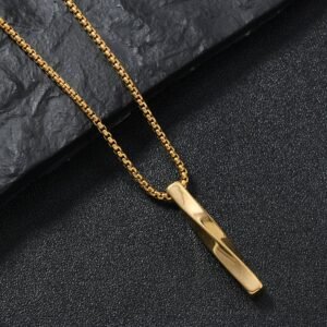 Gold Bar Pendant Necklace for Men – Long Minimalist Chain
