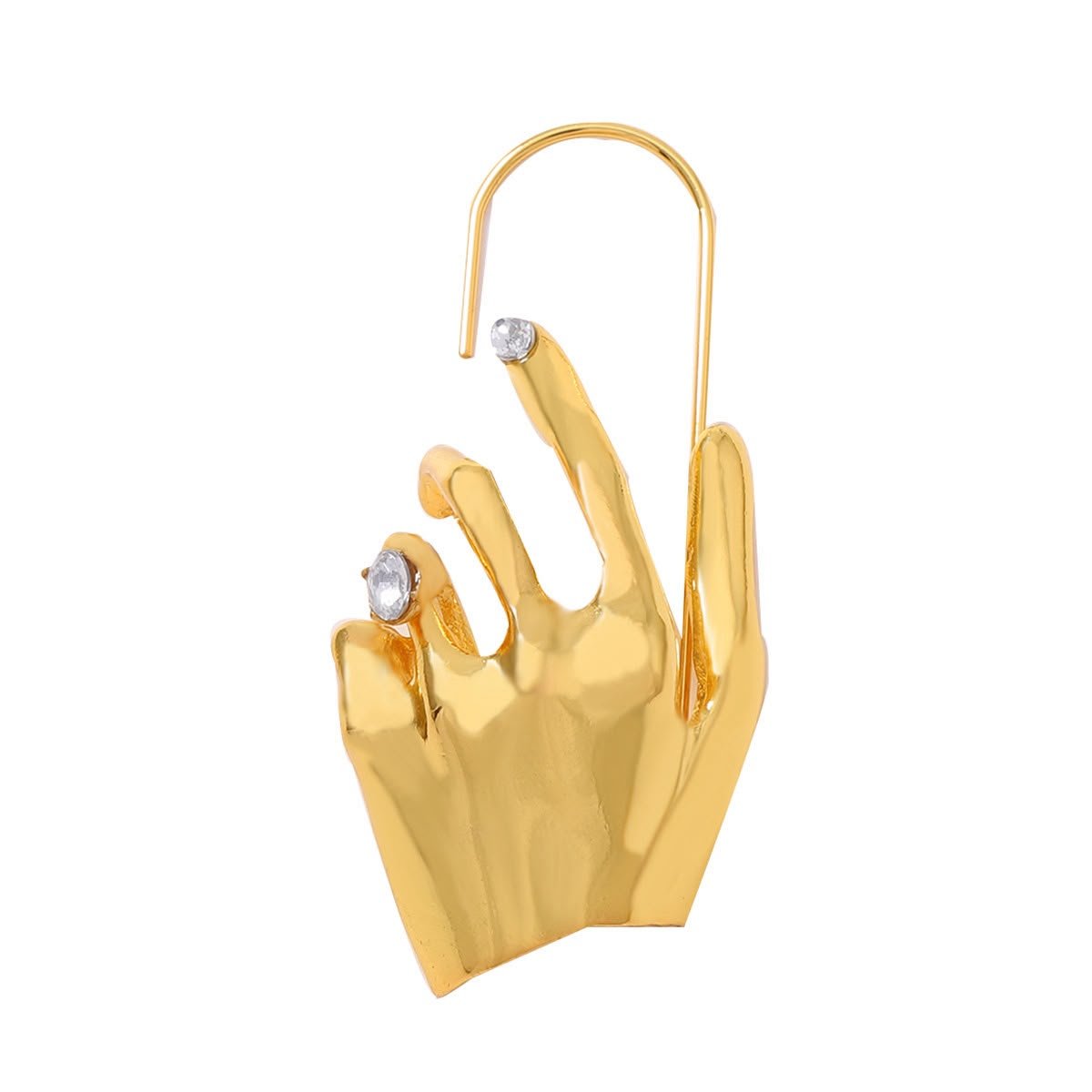 Gold Hand Ear Cuff with Crystal Accents - Image 3